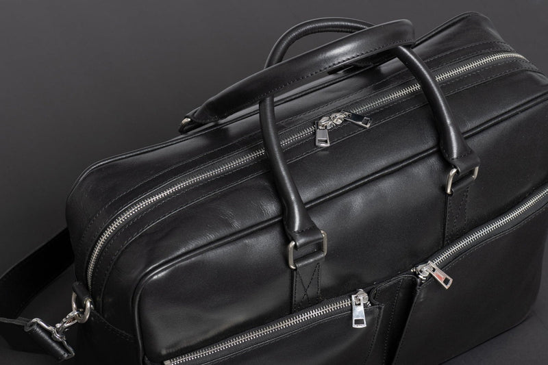 Slim Leather Briefcase 17" Antique Black Verified Leather