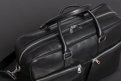 Slim Leather Briefcase 17" Antique Black Verified Leather