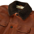 Brown Shearling Collar Leather Jacket