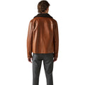 Brown Shearling Collar Leather Jacket