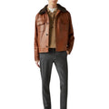 Brown Shearling Collar Leather Jacket