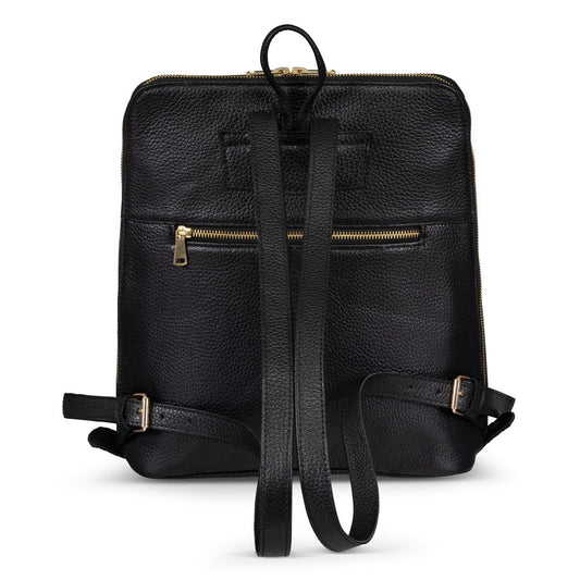 Tech Leather Backpack - Black/Gold Verified Leather