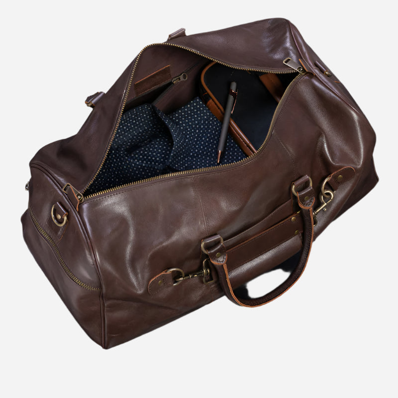 Traveler 45L Leather Duffle - Black Verified Leather