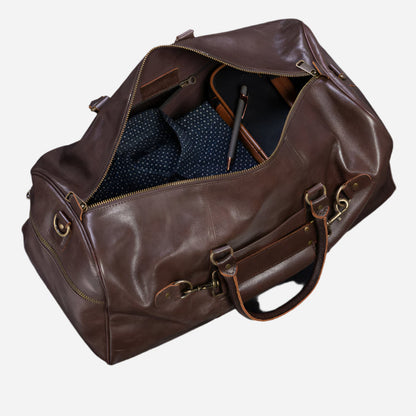 Traveler 45L Leather Duffle - Black Verified Leather
