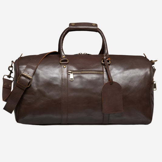 Traveler 45L Leather Duffle - Antique Brown Verified Leather