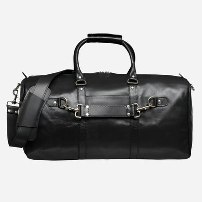 Traveler 45L Leather Duffle - Black Verified Leather