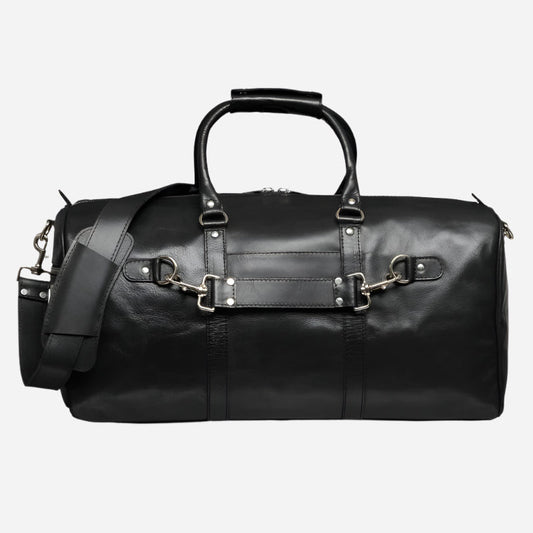 Traveler 45L Leather Duffle - Black Verified Leather