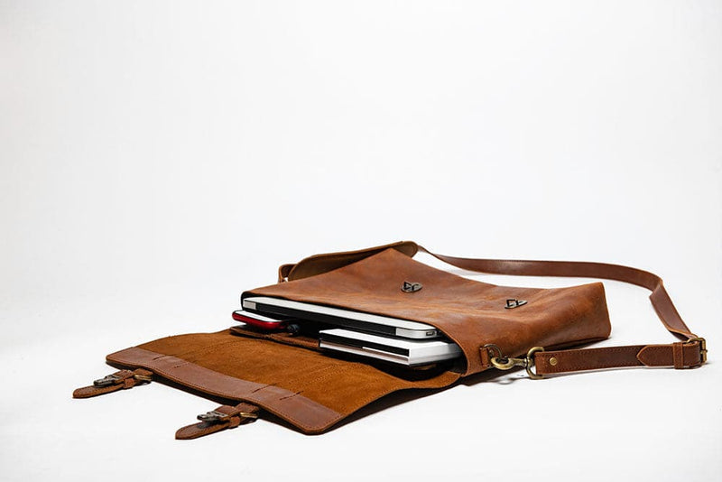 Urban Leather Messenger - Saddle Verified Leather