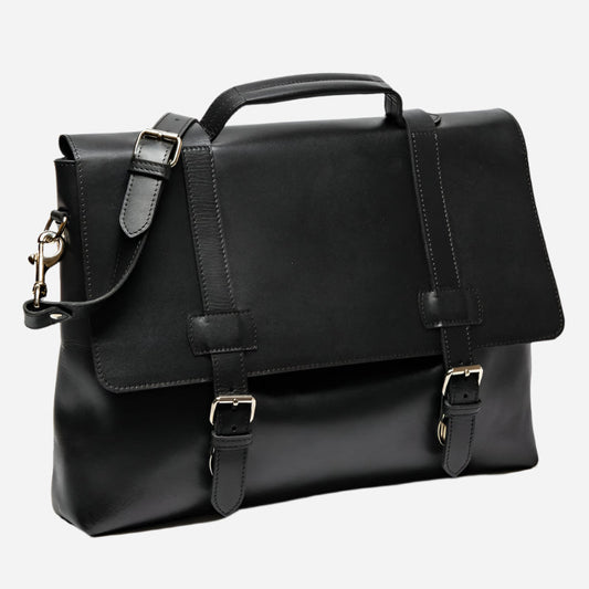 Urban Leather Messenger - Black Verified Leather