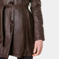 Vintage Women’s Belted Brown Leather Long Coat