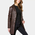 Vintage Women’s Belted Brown Leather Long Coat