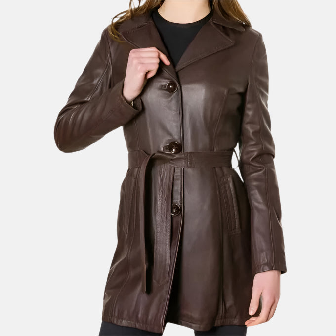 Vintage Women’s Brown Leather Long Coat