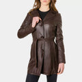 Vintage Women’s Belted Brown Leather Long Coat