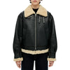 Womens Black Aviator Shearling Leather Jacket