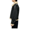 Womens Black Aviator Shearling Leather Jacket