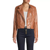 Katherine Brown Leather Moto Cropped Jacket