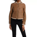 Aspen Brown Leather Shearling Zip Jacket