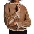 Aspen Brown Leather Shearling Zip Jacket