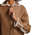 Aspen Brown Leather Shearling Zip Jacket