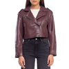 Maroon Leather Cropped Jacket