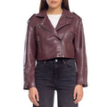 Maroon Leather Cropped Jacket